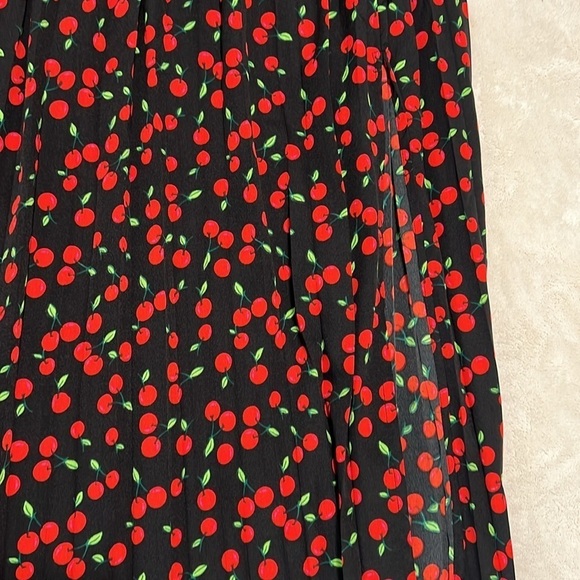 ASOS Wednesdays Girl Pleated Cherry Print Midi Skirt - Picture 6 of 9